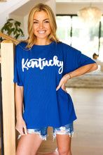 Load image into Gallery viewer, Be Proud Blue &quot;Kentucky&quot; Embroidery Pop Up Rib Knit Top
