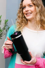 Load image into Gallery viewer, Black Insulated 38oz. Tumbler with Straw
