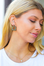 Load image into Gallery viewer, Gold Geometric Rhinestone Detail Dangle Earrings
