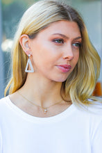 Load image into Gallery viewer, Silver Triangle Rhinestone Studded Drop Earrings
