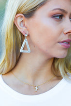 Load image into Gallery viewer, Silver Triangle Rhinestone Studded Drop Earrings
