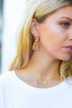 Load image into Gallery viewer, Gold Statement Pom Pom Dangle Earrings
