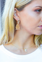 Load image into Gallery viewer, Gold Statement Pom Pom Dangle Earrings
