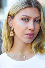 Load image into Gallery viewer, Gold Statement Pom Pom Dangle Earrings
