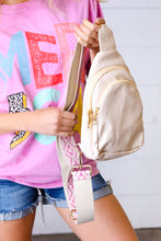 Load image into Gallery viewer, Cream Vegan Leather Designer Strap Lined Sling
