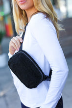 Load image into Gallery viewer, Black Sherpa Zipper Buckle Belt Sling
