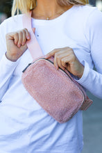 Load image into Gallery viewer, Pink Sherpa Zipper Buckle Belt Sling
