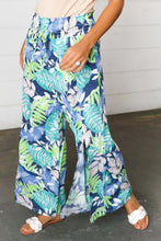 Load image into Gallery viewer, Tropical Print Boho Smocked Waist Side Slit Palazzo Pants

