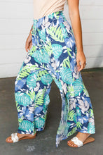 Load image into Gallery viewer, Tropical Print Boho Smocked Waist Side Slit Palazzo Pants
