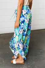 Load image into Gallery viewer, Tropical Print Boho Smocked Waist Side Slit Palazzo Pants
