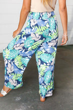 Load image into Gallery viewer, Tropical Print Boho Smocked Waist Side Slit Palazzo Pants
