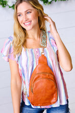 Load image into Gallery viewer, Camel Vegan Leather Designer Strap Lined Sling
