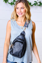 Load image into Gallery viewer, Black Vegan Leather Designer Strap Lined Sling
