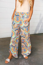 Load image into Gallery viewer, Multicolor Mandala Print Smocked Waist Side Slit Palazzo Pants
