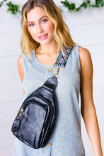 Load image into Gallery viewer, Black Vegan Leather Designer Strap Lined Sling
