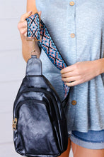 Load image into Gallery viewer, Black Vegan Leather Designer Strap Lined Sling
