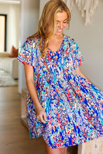 Load image into Gallery viewer, Just Imagine Navy Floral Print V Neck Babydoll Dress
