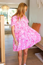 Load image into Gallery viewer, Pink Floral &amp; Paisley V Neck Babydoll Dress
