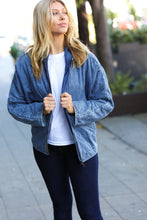 Load image into Gallery viewer, Be Your Best Denim Cotton Quilted Zip Up Jacket
