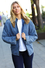 Load image into Gallery viewer, Be Your Best Denim Cotton Quilted Zip Up Jacket
