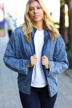 Load image into Gallery viewer, Be Your Best Denim Cotton Quilted Zip Up Jacket
