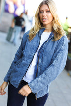 Load image into Gallery viewer, Be Your Best Denim Cotton Quilted Zip Up Jacket
