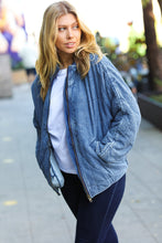 Load image into Gallery viewer, Be Your Best Denim Cotton Quilted Zip Up Jacket
