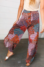 Load image into Gallery viewer, Burnt Orange Geo Print Smocked Waist Slit Palazzo Pants
