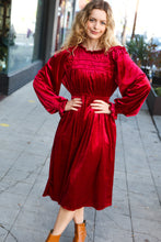 Load image into Gallery viewer, Be Your Own Star Ruby Mock Neck Velvet Dress
