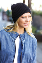 Load image into Gallery viewer, Black Cable Knit Beanie
