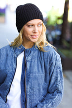 Load image into Gallery viewer, Black Cable Knit Beanie
