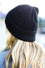 Load image into Gallery viewer, Black Cable Knit Beanie
