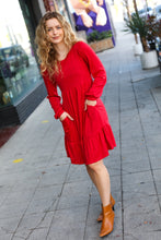 Load image into Gallery viewer, Lady In Red Hacci Fit &amp; Flare Ruffle Dress
