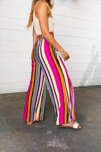 Load image into Gallery viewer, Multicolor Vertical Stripe Smock Waist Side Slit Palazzo Pants
