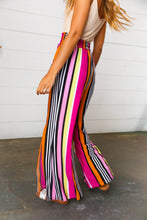 Load image into Gallery viewer, Multicolor Vertical Stripe Smock Waist Side Slit Palazzo Pants

