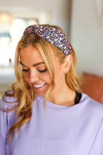 Load image into Gallery viewer, Navy Blue Floral Print Top Knot Headband
