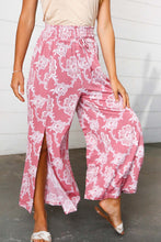 Load image into Gallery viewer, Mauve Floral Boho Smocked Waist Side Slit Palazzo Pants
