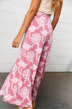 Load image into Gallery viewer, Mauve Floral Boho Smocked Waist Side Slit Palazzo Pants

