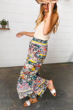 Load image into Gallery viewer, Emerald Boho Floral Smocked Waist Side Slit Palazzo Pants
