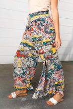 Load image into Gallery viewer, Emerald Boho Floral Smocked Waist Side Slit Palazzo Pants
