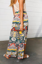Load image into Gallery viewer, Emerald Boho Floral Smocked Waist Side Slit Palazzo Pants
