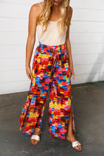 Load image into Gallery viewer, Multicolor Kaleidoscope Smocked Waist Slit Palazzo Pants
