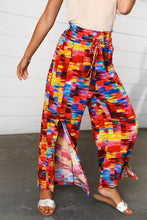 Load image into Gallery viewer, Multicolor Kaleidoscope Smocked Waist Slit Palazzo Pants
