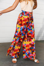 Load image into Gallery viewer, Multicolor Kaleidoscope Smocked Waist Slit Palazzo Pants
