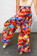 Load image into Gallery viewer, Multicolor Kaleidoscope Smocked Waist Slit Palazzo Pants
