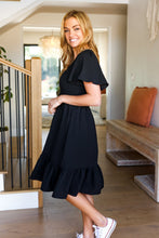 Load image into Gallery viewer, Remember Me Midnight Black Smocked Fit &amp; Flare Flutter Sleeve Dress
