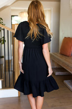 Load image into Gallery viewer, Remember Me Midnight Black Smocked Fit &amp; Flare Flutter Sleeve Dress
