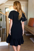 Load image into Gallery viewer, Remember Me Midnight Black Smocked Fit &amp; Flare Flutter Sleeve Dress
