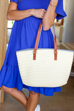 Load image into Gallery viewer, Cream Boho Raffia Woven Lined Large Tote Bag
