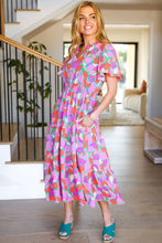 Load image into Gallery viewer, Always A Fan Pink &amp; Orange Floral Smocked Waist Maxi Dress
